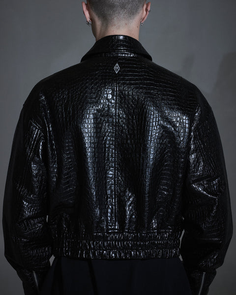 Faux Croc Jacket - Black