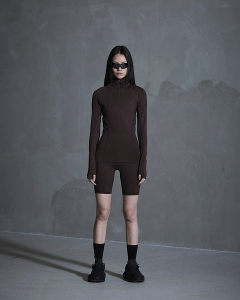 Technical Long Sleeve Hoodie - Coffe Brown