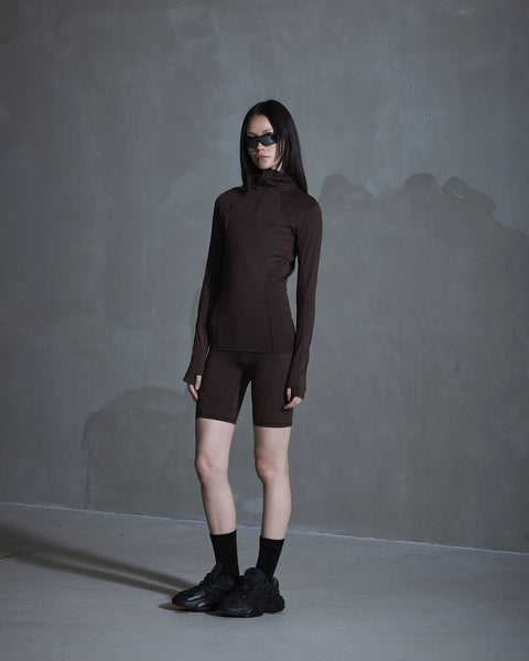 Technical Long Sleeve Hoodie - Coffe Brown