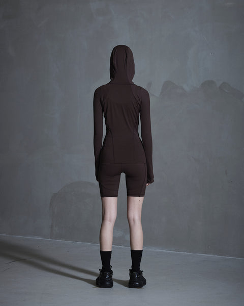 Technical Long Sleeve Hoodie - Coffe Brown