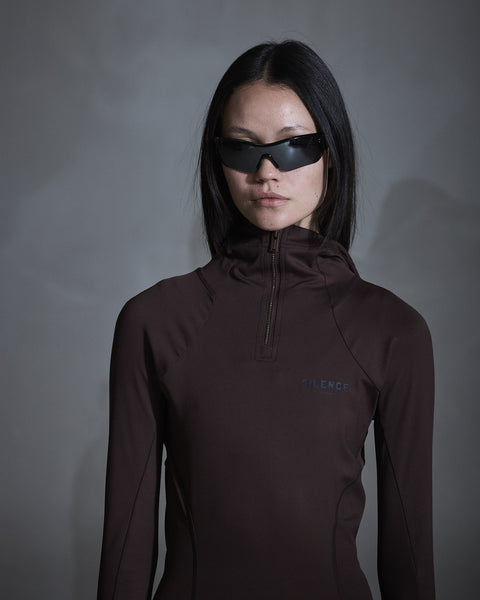 Technical Long Sleeve Hoodie - Coffe Brown
