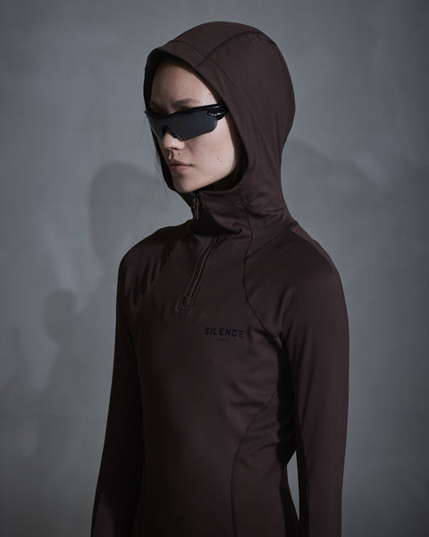 Technical Long Sleeve Hoodie - Coffe Brown
