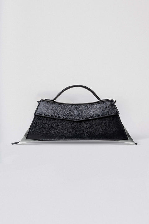Crinkle Leather Metal Shoulder Bag