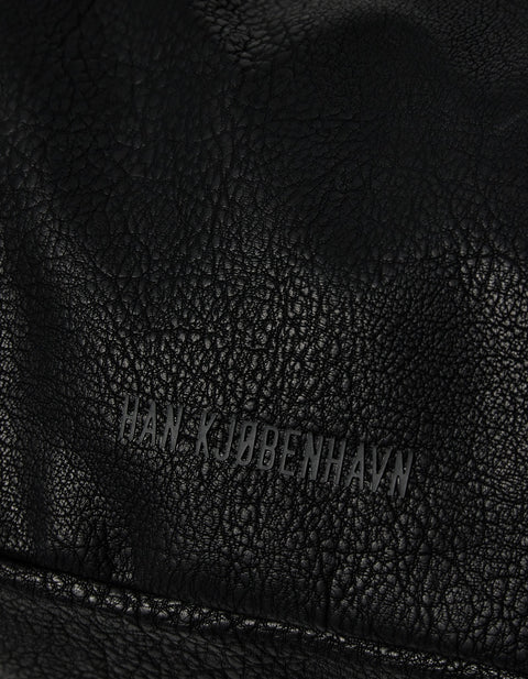 Oversized Faux Leather Bag - Black