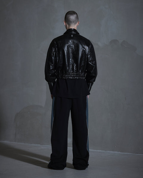 Faux Croc Jacket - Black