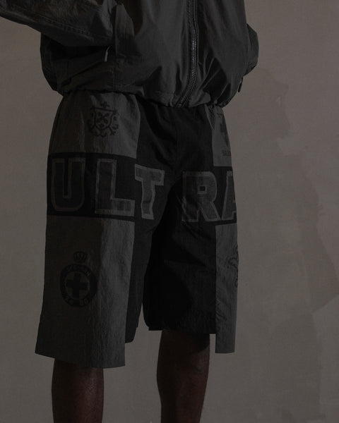 Ultras Printed Track Shorts - Ash Grey