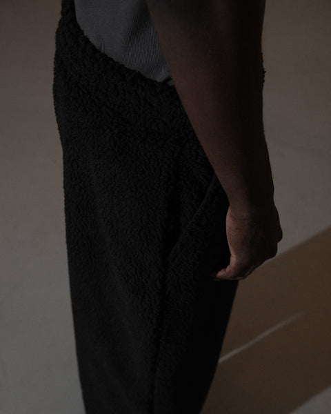 Fleece Wide Leg Trousers - Black