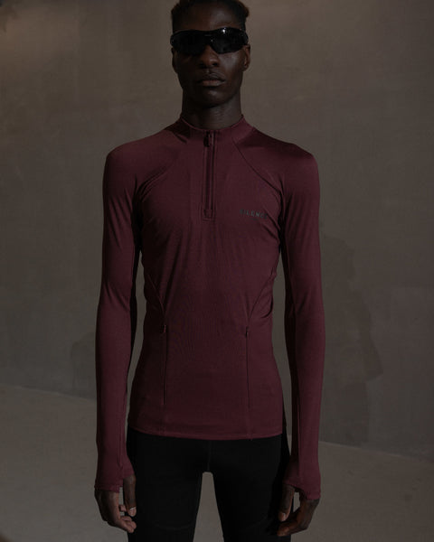 Technical Zip Long Sleeve Top - Blood Red