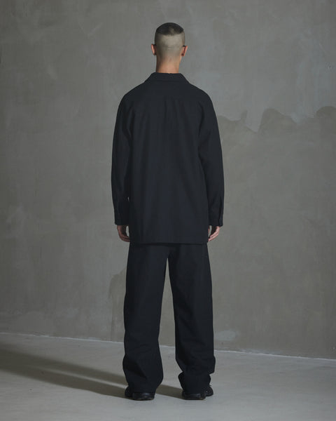 Oversized Cotton Twill LS Shirt - Anthracite Black