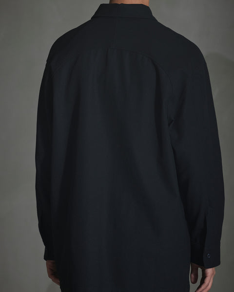 Oversized Cotton Twill LS Shirt - Anthracite Black