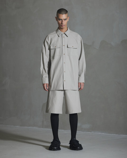 Oversized Cotton Twill LS Shirt - Warm Dark Grey