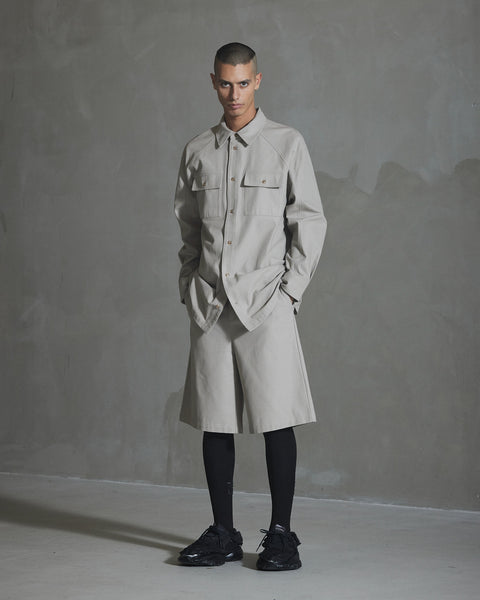 Oversized Cotton Twill LS Shirt - Warm Dark Grey