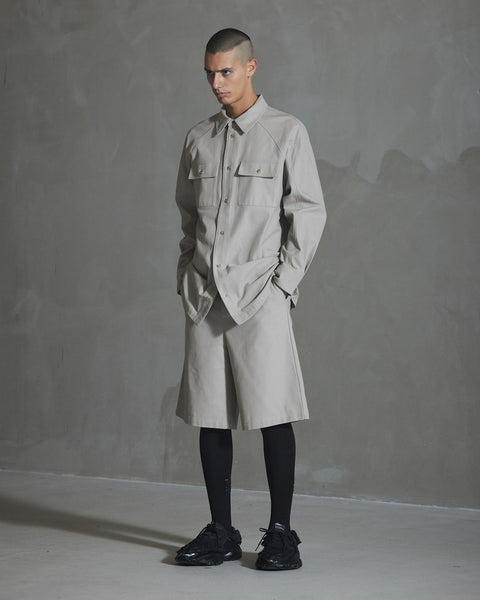 Oversized Cotton Twill LS Shirt - Warm Dark Grey