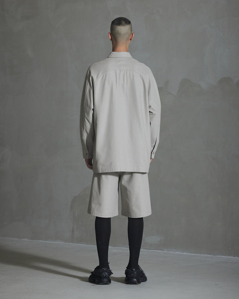 Oversized Cotton Twill LS Shirt - Warm Dark Grey