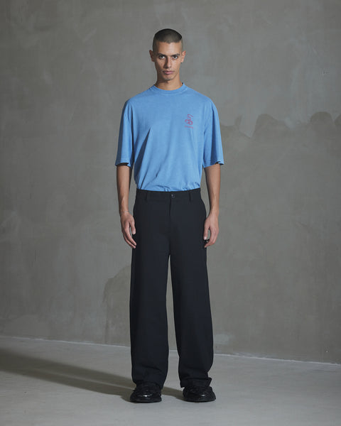Wide-leg Cotton Trousers - Anthracite Black