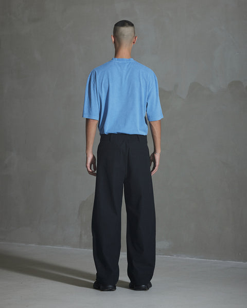 Wide-leg Cotton Trousers - Anthracite Black