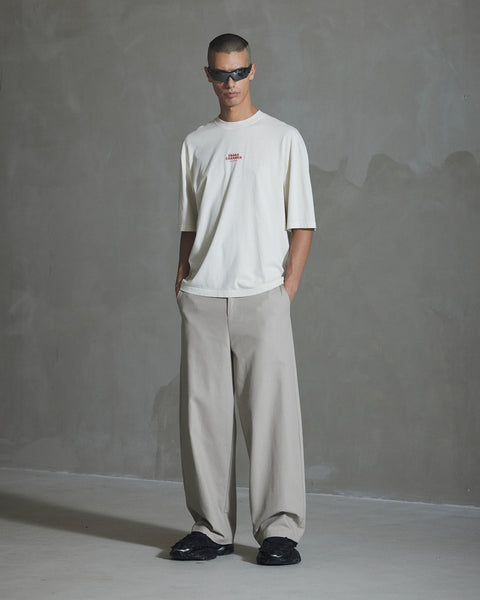 Wide-leg Cotton Trousers - Warm Dark Grey