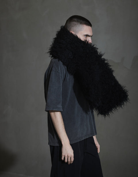 Faux Fur Pillow Scarf - Black