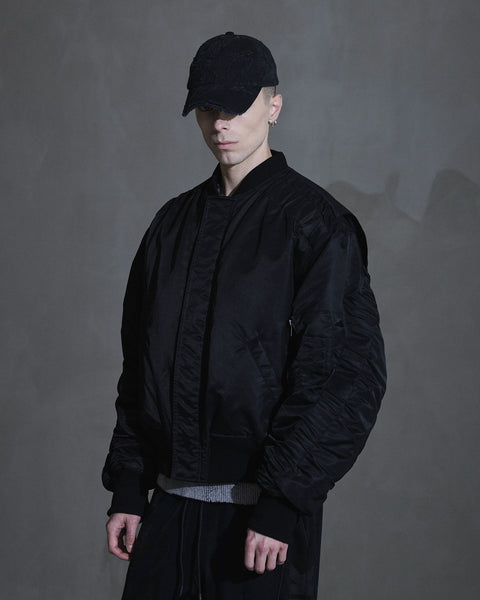 Oversized Padded Bomber Jacket - Black