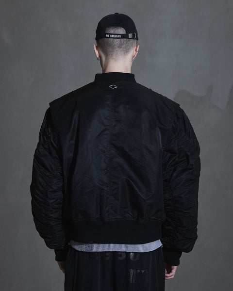 Oversized Padded Bomber Jacket - Black