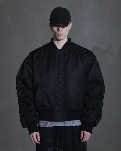 Oversized Padded Bomber Jacket - Black