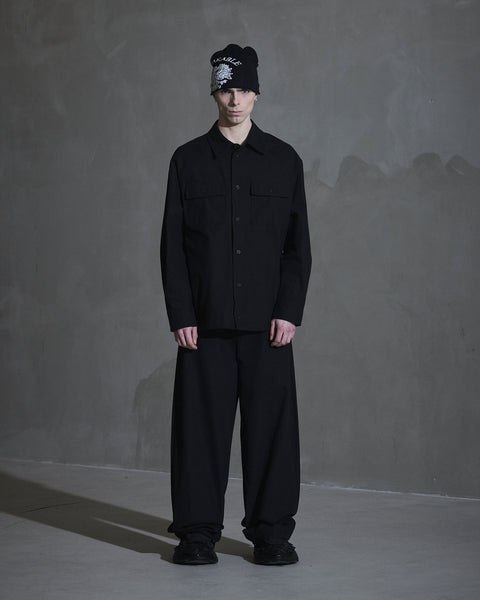 Oversized Cotton Twill LS Shirt - Anthracite Black