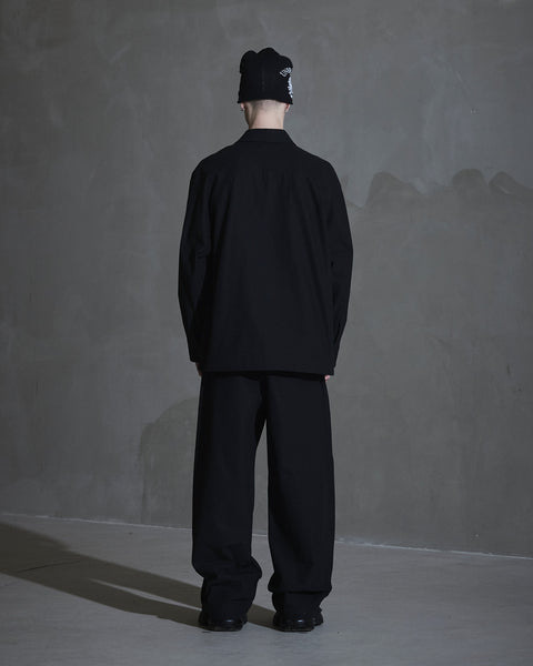 Oversized Cotton Twill LS Shirt - Anthracite Black