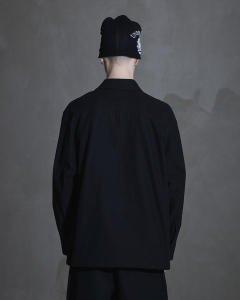 Oversized Cotton Twill LS Shirt - Anthracite Black