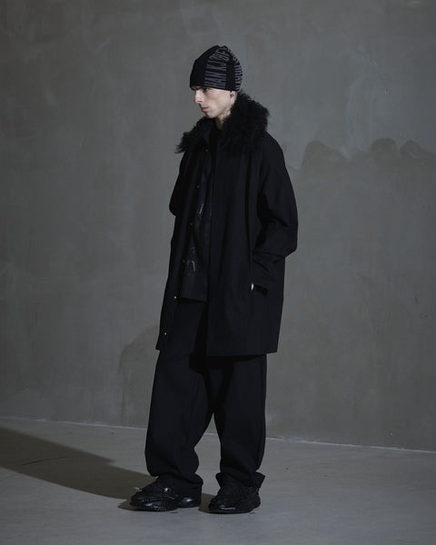 Faux Fur Collared Shirt - Black