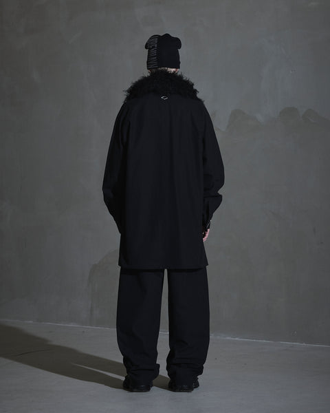 Faux Fur Collared Shirt - Black