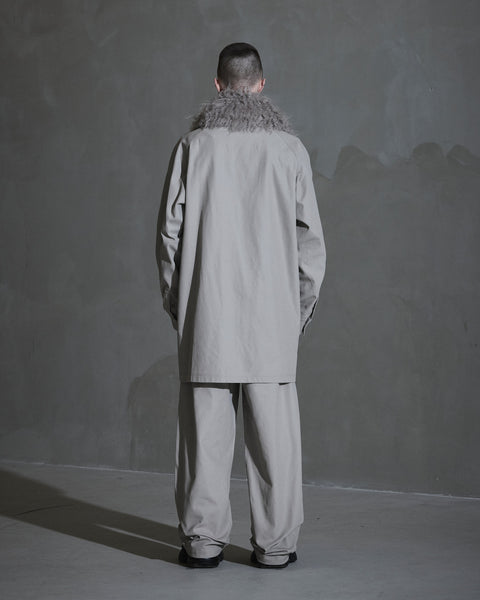 Faux Fur Collared Shirt - Rock Grey