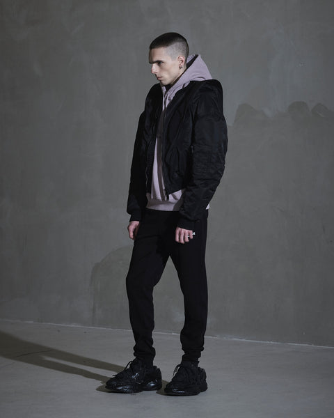 Collared Bomber Jacket - Black
