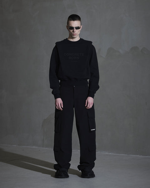 Collared crewneck - Black
