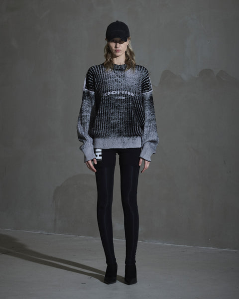 Printed Rib Knit - Dusty purple/ Black