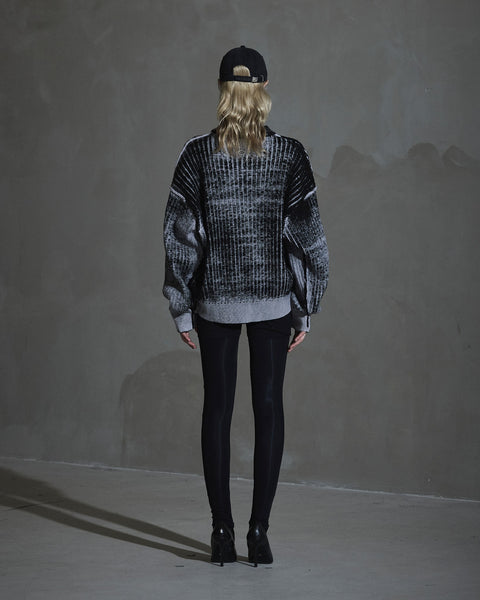 Printed Rib Knit - Dusty purple/ Black