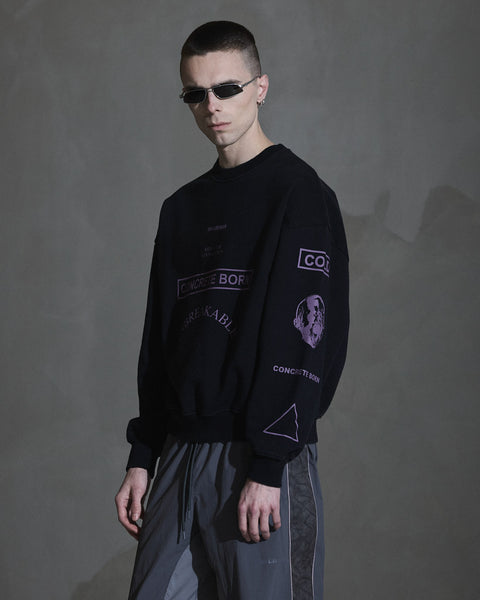 Graphic Printed Crewneck - Black