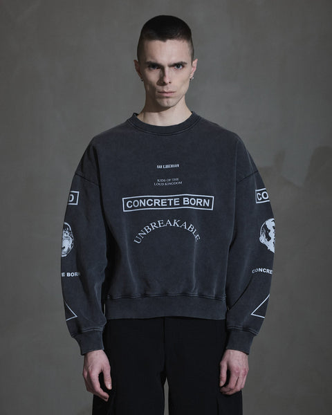 Graphic Printed Crewneck - Dark Grey