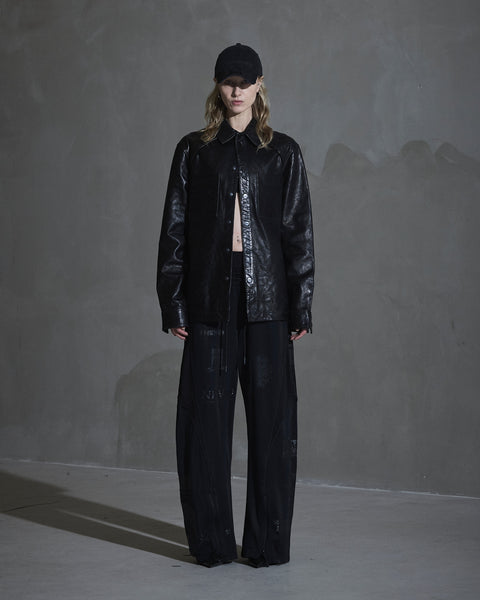 Crunch Leather Overshirt - Black