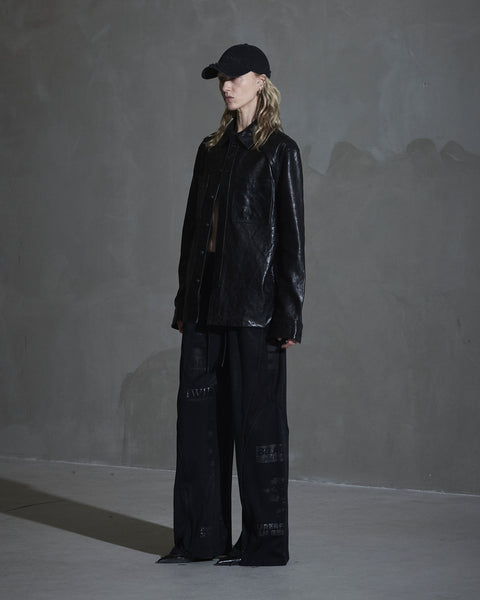 Crunch Leather Overshirt - Black