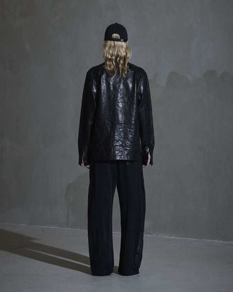 Crunch Leather Overshirt - Black