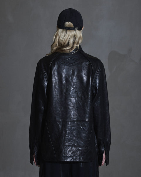 Crunch Leather Overshirt - Black