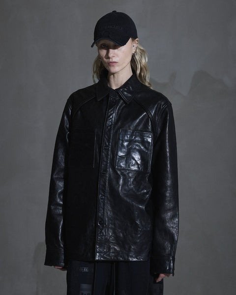 Crunch Leather Overshirt - Black
