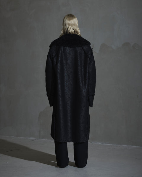 Faux Shearling Coat - Black