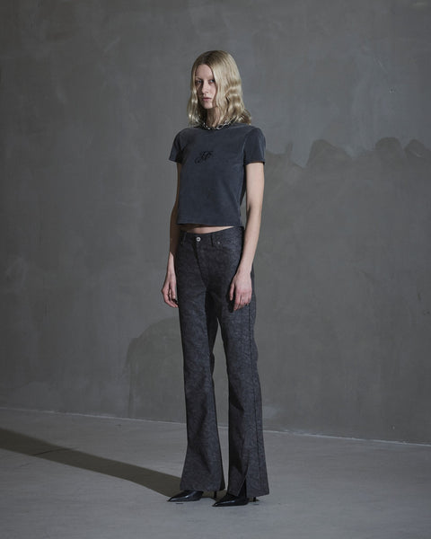 Faux Suede Trousers - Dark Grey