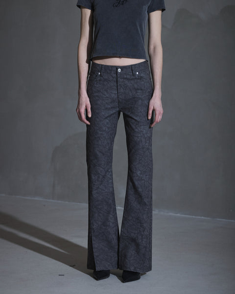Faux Suede Trousers - Dark Grey