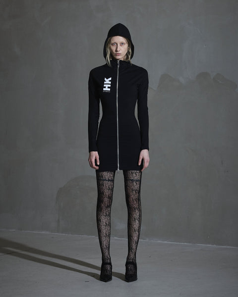 Logo Zipped Dress - Black