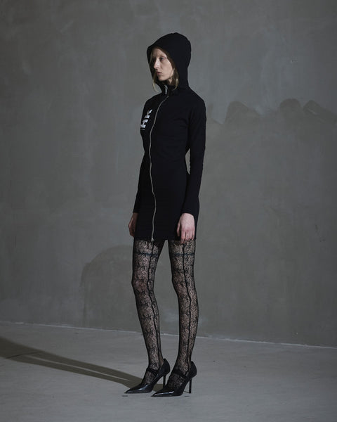 Logo Zipped Dress - Black