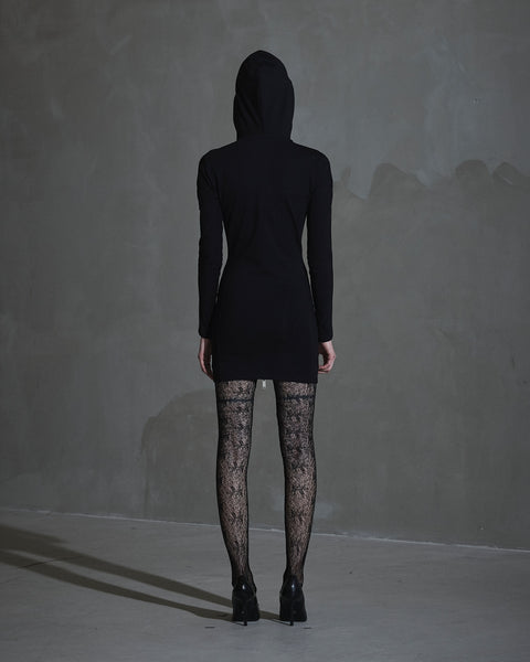 Logo Zipped Dress - Black