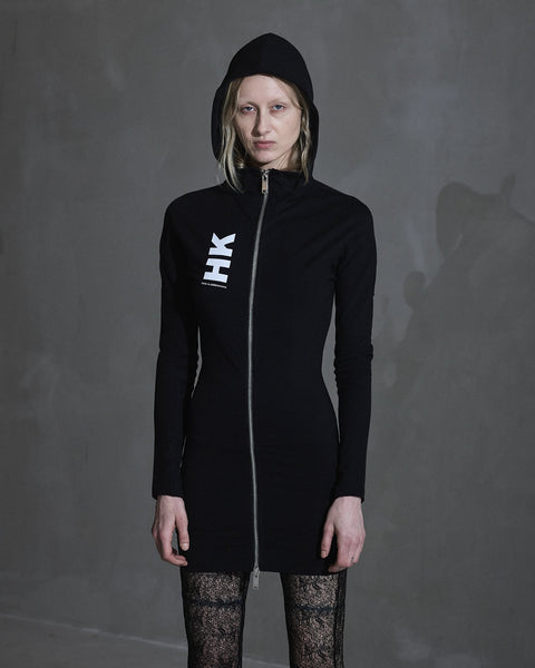 Logo Zipped Dress - Black