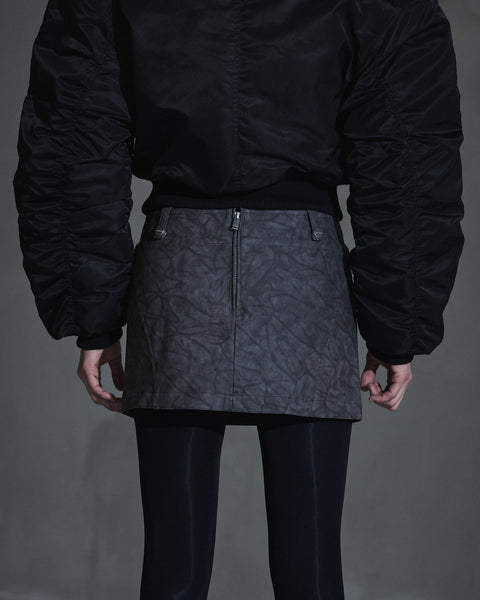 Faux Suede Mini Skirt - Dark Grey